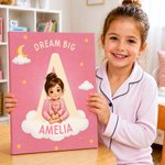Stampa su tela per bambini personalizzata, in stile libro illustrato, disegno a cartone animato e nome - Regalo di compleanno per bambini e bambine