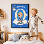 Stampa su tela per bambini personalizzata, in stile libro illustrato, disegno a cartone animato e nome - Regalo di compleanno per bambini e bambine