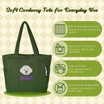 Personalised Embroidery Design Large Capacity Corduroy Tote Bag with 1-3 Pet Face Photos and Names Daily Use Birthday Gift for Pet Owners