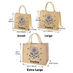 Borsa in juta personalizzata con fiore del mese di nascita, capiente, con nome: regalo per anniversario, damigella d’onore, proposta di matrimonio, compleanno per la mamma e damigella d’onore