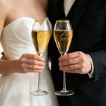 Personalized Gold Rim Champagne Flutes and Cake Server Set with Name and Date Wedding Decor Wedding Gift for Newlyweds Couple