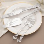 Personalized Gold Rim Champagne Flutes and Cake Server Set with Name and Date Wedding Decor Wedding Gift for Newlyweds Couple