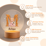 Lámpara nocturna LED acrílica con foto de un personaje de dibujos animados y efecto 3D personalizada, con nombre y base de madera; regalo decorativo para la habitación de los niños