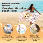 Telo da mare oversize personalizzato con foto del proprio animale domestico, a righe, morbido e ad asciugatura rapida, con nome: indispensabile per le vacanze estive e le feste in spiaggia, regalo di 