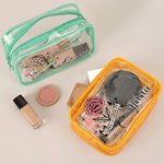 Personalized Retro Birth Flower Waterproof Clear Makeup Bag with Zipper and Name Travel Accessory Birthday Bridal Party Gift for Her