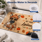 Personalized Autumn Hey There Maple Leaf Pumpkin Pet Photo Non-Slip Doormat with Name  Thanksgiving Birthday Gift for Pet Owner Lover