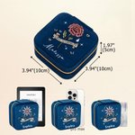 Astuccio da viaggio portatile in velluto personalizzato in stile retrò con fiore del mese di nascita e nome, regalo per matrimoni, feste nuziali e compleanni per donne
