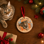 Adorno navideño de madera personalizado para el árbol de Navidad con foto de mascota, con nombre y año. Regalo de Navidad para los amantes de las mascotas.