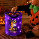 Personalised Witch Hat Bat Ghost Pumpkin Style Reusable LED Light Bag with Name and Initial Halloween Trick or Treat Gift for Kids