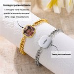 Bracciale personalizzato, con foto nascosta attivata dal calore e testo inciso - Regalo di compleanno o anniversario per coppie e amiche