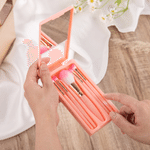 Personalised Ballet Bear Birth Flower 5 Pcs Makeup Brushes Box Set with Name and Mirror Dance Competition Birthday Gift for Women Ballet Lovers