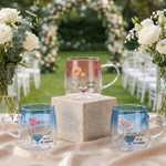 Personalized Birth Flower 3D Heart Ornament Glass Mug with Name and Title Wedding Bridal Shower Gift for Bride Bridesmaid