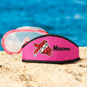 Personalised Embroidered Marine Life Dolphin Sea Turtle Shark Scuba Mask Cover Strap with Name Training Birthday Gift for Divers Water Spots Lovers