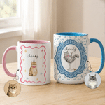 Taza de café de cerámica personalizada con foto de una mascota adorable, de 11 oz o 15 oz, con nombre y posavasos; regalo de cumpleaños o para una fiesta de mascotas, ideal para amigos amantes de las 