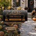 Personalised Pumpkin Bat Spider Web Magnetic Postbox Cover with Surname and Address Outdoor Decor Halloween Party Gift for Family Friends