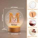 Lámpara nocturna LED acrílica con foto de un personaje de dibujos animados y efecto 3D personalizada, con nombre y base de madera; regalo decorativo para la habitación de los niños