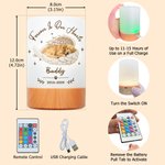 Veilleuse personnalisée à commande tactile et intensité réglable, avec photo de votre animal de compagnie, des ailes peintes à l'aquarelle, son nom, un titre et la date : cadeau de condoléances en sou