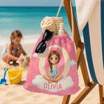 Personalised Picture Book Style Cartoon Character Photo Oversized Quick Dry Beach Towel with Name Beach Party Birthday Gift for Kids