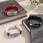 Bracelet d'alerte médicale personnalisé avec plaque d'identification - Réglable et idéal pour les voyages - Cadeau médical pour les patients