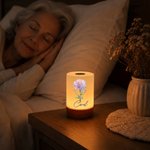 Personalised Birth Flower Dimmable Adjustable Colour Touch Control Rechargeable Night Light with Name Bedroom Decor Birthday Gift for Woman