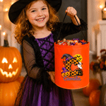 Personalised Witch Hat Bat Ghost Pumpkin Style Reusable LED Light Bag with Name and Initial Halloween Trick or Treat Gift for Kids