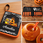 Henkilökohtaiset, Halloween-aiheiset keltaisen ankan veistotyökalut, joissa on nimi – 11 kpl:n sarja; loma-, Halloween-juhla- ja lahja pojille, tytöille ja koko perheelle