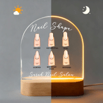 Personalized Nail Shape Type Design Acrylic LED Night Light with Shop Name and Wooden Base Table Decor Nail Salon Opening Gift for Nail Artist