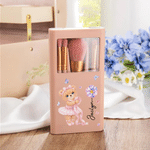Personalised Ballet Bear Birth Flower 5 Pcs Makeup Brushes Box Set with Name and Mirror Dance Competition Birthday Gift for Women Ballet Lovers
