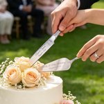 Personalized Gold Rim Champagne Flutes and Cake Server Set with Name and Date Wedding Decor Wedding Gift for Newlyweds Couple