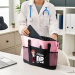 Sac tote personnalisé avec personnage de dessin animé nom et titre - Cadeau de Semaine des infirmiers pour les personnels soignants