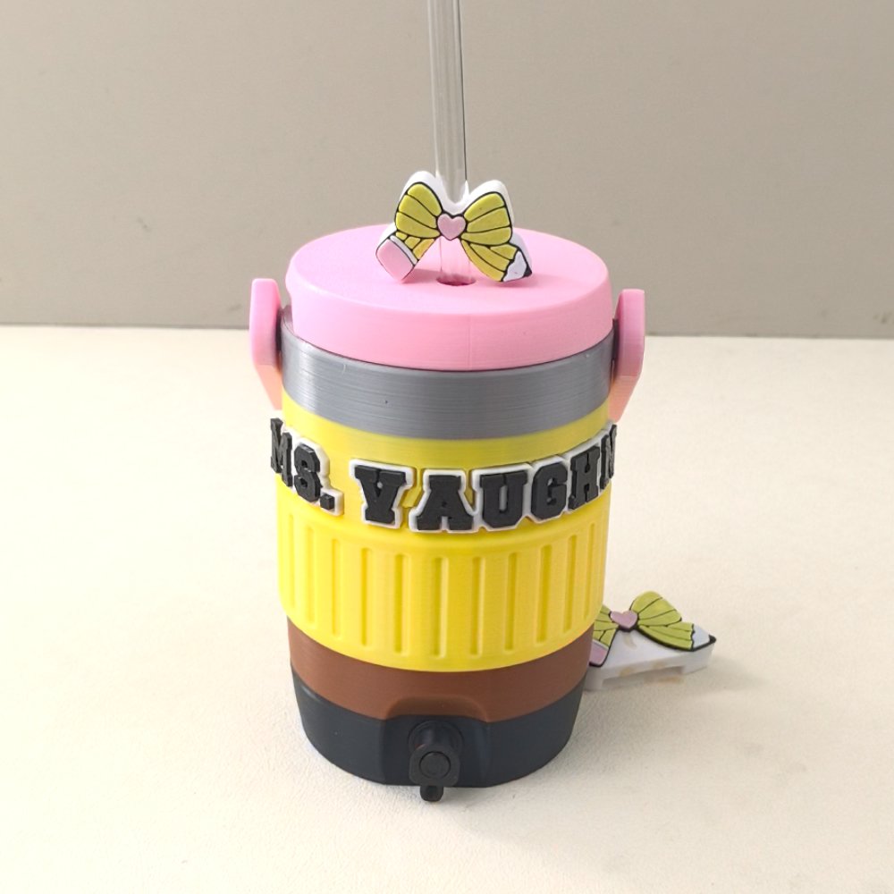 Personalised Durable With Handle Pencil Shape Can Holder with Straw Decorations and Bottle Opener Ornaments Teacher's Day Gift for Teacher Students 5
