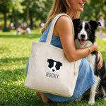 Personalised Embroidery Design Large Capacity Corduroy Tote Bag with 1-3 Pet Face Photos and Names Daily Use Birthday Gift for Pet Owners