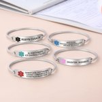 Bracelet d'alerte médicale personnalisé « Star of Life » avec messages gravés – À porter au quotidien – Cadeau d'anniversaire pour la famille – Diabète, allergies, épilepsie