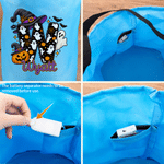 Personalised Witch Hat Bat Ghost Pumpkin Style Reusable LED Light Bag with Name and Initial Halloween Trick or Treat Gift for Kids