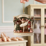 Adorno acrílico personalizado con efecto 3D de una bailarina y un cascanueces, con nombre y año, regalo de Navidad para una hija amante del ballet