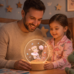 Individuell gestaltetes, niedliches LED-Nachtlicht mit Ballettbär und Geburtsblume, mit Namen und Holzsockel – Raumdekoration und Geburtstagsgeschenk für Ballettliebhaber