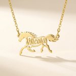 Gepersonaliseerde ketting met naam en paard | Sterlingzilveren sieraad verjaardagscadeau en kerstcadeau voor vrouwelijke paardenliefhebbers