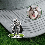 Personalised Golf Classic Elements Cartoon Pet Golf Player Magnetic Hat Clip with Name Golf Club Birthday Gift for Golf Lovers Pet Owners