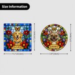 Ciotolina in ceramica personalizzata per gioielli, a forma di cerchio o quadrato, con foto del proprio animale domestico in stile vetrata colorata, motivo floreale e farfalla, con nome, ideale come re