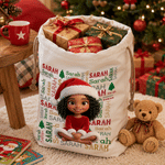 Personalised 3D-Style Artwork Cartoon Kid Photo Large Capacity Santa Claus Gift Bag with Name Christmas Gift for Kids Friends