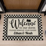 Personalised Welcome to Our Dorm Non-Slip Doormat with Text and Name College Dorm Decor Daily Use Back to School Gift for College Student
