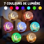 Veilleuse LED en acrylique personnalisée avec nom et motif - Motif lune et animaux cartoon - Cadeau anniversaire pour enfants et nouveau-nés
