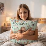 Personalised Bible Illustration Style Photo Soft Cushion Cover with Name Room Decor Christmas Birthday Anniversary Gift for Christians