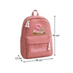 Sac à dos en velours côtelé multicolore personnalisé avec initiale et nom - Motif cartoon - Cadeau rentrée et anniversaire pour enfants