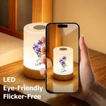 Personalized Birth Flower Dimmable Adjustable Color Touch Control Rechargeable Night Light with Name Bedroom Decor Birthday Gift for Woman