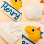 Personalised Cute Fantasy Unicorn Dinosaur Warm Soft Knit Pom Pom Beanie with Name Winter Birthday Gift for Kids