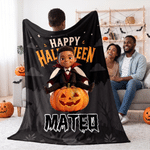 Manta suave con diseño personalizado con efecto 3D: simpático personaje de bruja vampiro, con foto y nombre. Decoración para el hogar. Regalo para fiestas de Halloween para niños y niñas.