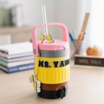 Personalized 3D Printed Pencil Design Name Can Holder Cooler Straw Topper Bottle Charm Back to School Appreciation Gift for Teacher Students