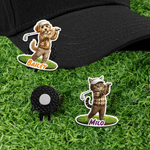 Personalised Golf Classic Elements Cartoon Pet Golf Player Magnetic Hat Clip with Name Golf Club Birthday Gift for Golf Lovers Pet Owners