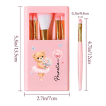 Personalised Ballet Bear Birth Flower 5 Pcs Makeup Brushes Box Set with Name and Mirror Dance Competition Birthday Gift for Women Ballet Lovers